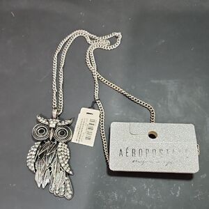 Aeropostale Silver Owl Pendant Necklace